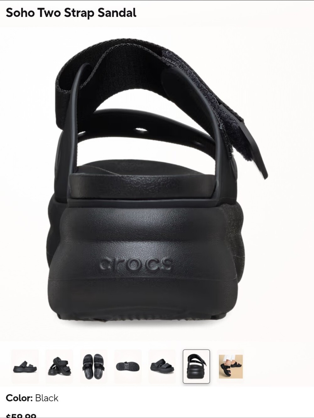 Soho Two Strap Sandal - Black - Picture 3 of 8